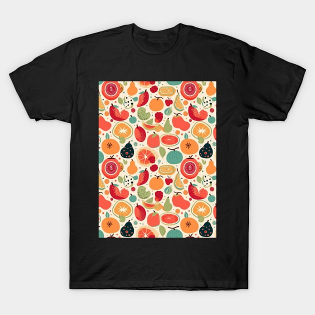 Colorful Fruit Motif in Seamless Pattern V2 T-Shirt by Family journey with God